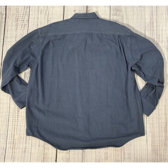 Cabela's Chamois Shirt Mens XL Blue Heavy Flannel Button Up - Picture 5 of 9